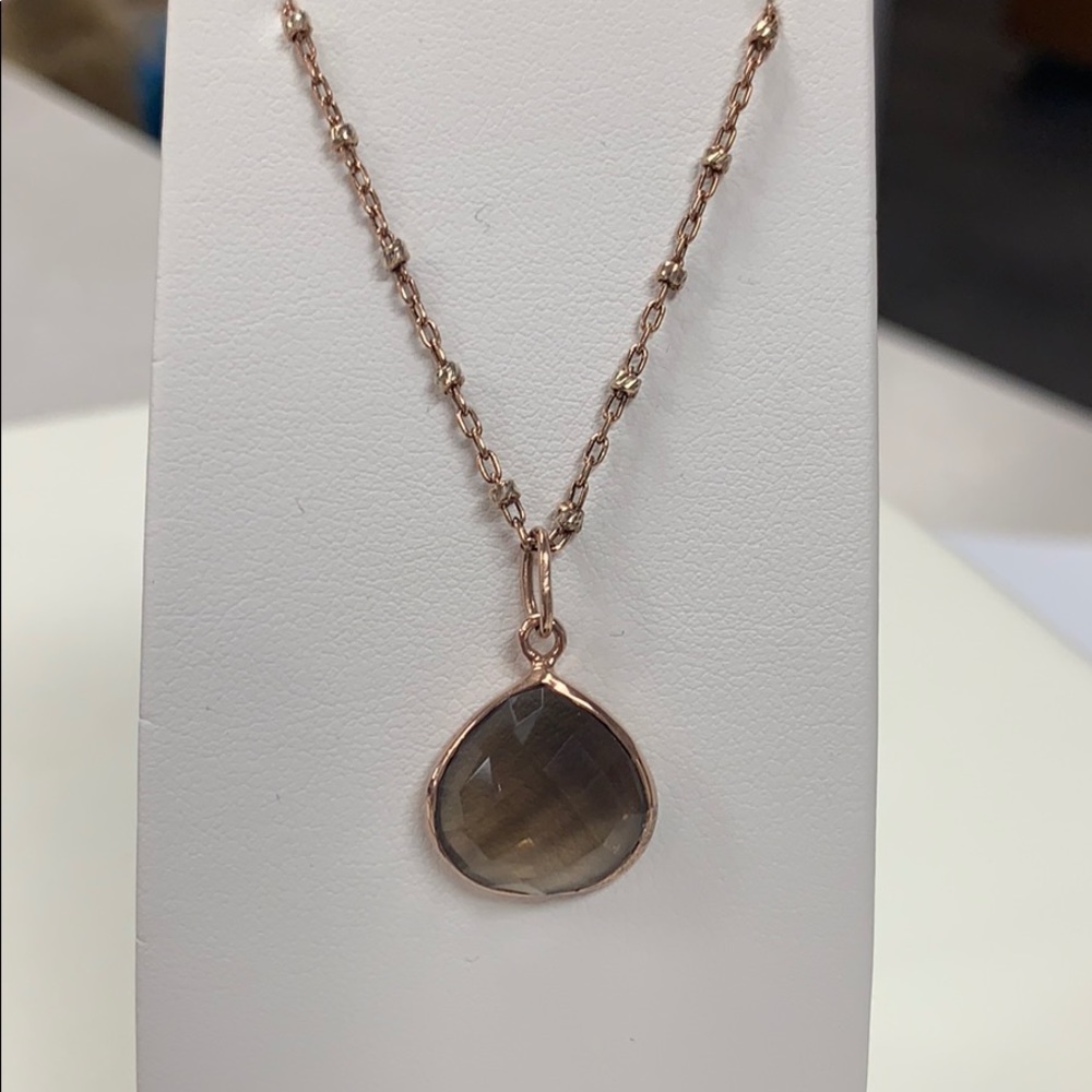 Smokey Quartz & Rose Gold Plated Silver Necklace